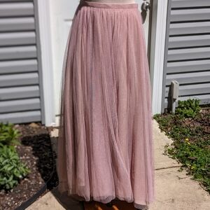 Monique Lhuillier Bridesmaids Skirt tulle maxi pink Sz 12 Spring wedding